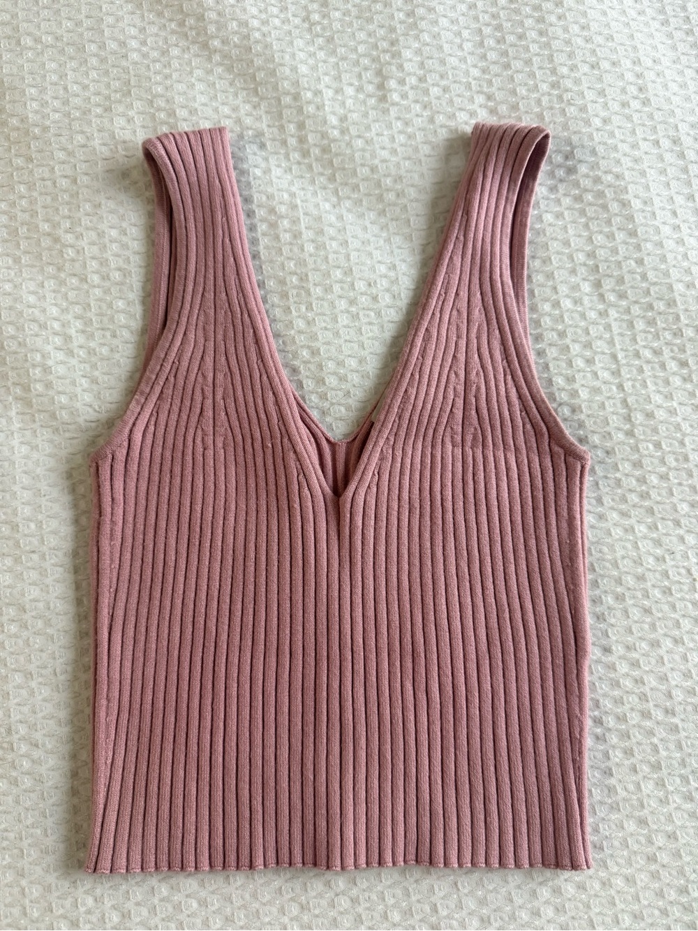 Madewell Ribbed V-Neck Tank - Mauve Pink